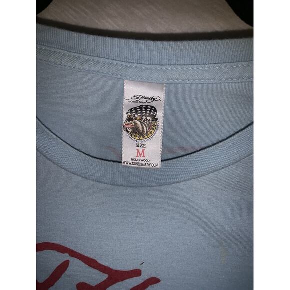 Ed Hardy Mermaid Design Blue T-Shirt By Christian Audigier Medium Vintage - Picture 6 of 7